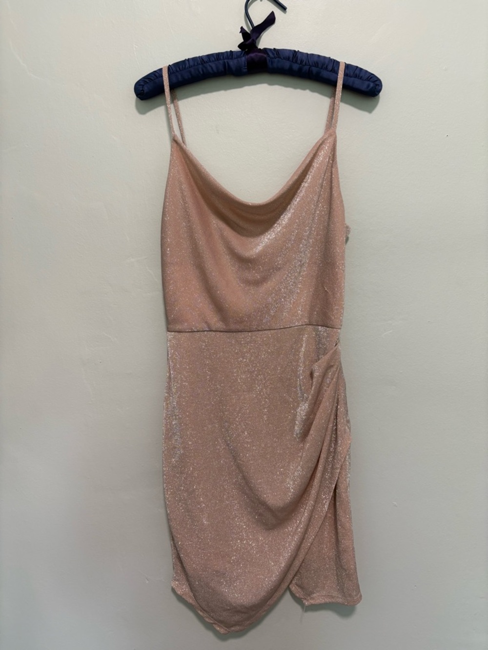 A. Byer Glitter Cowl Mini Dress in Blush Pink
